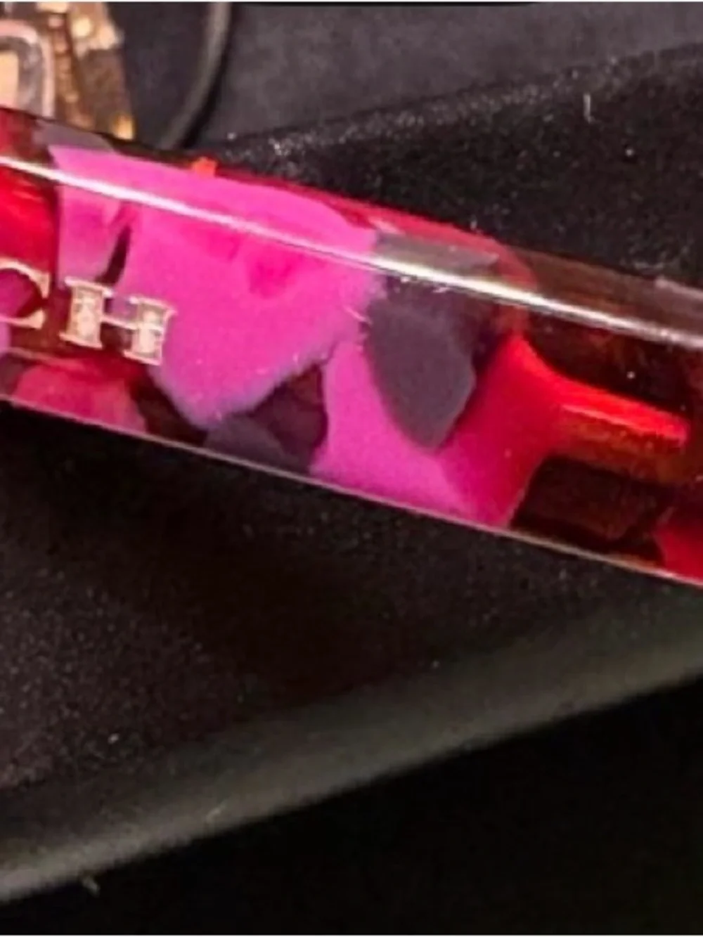 Coach Purple Frames with Pink Floral Temple Accents